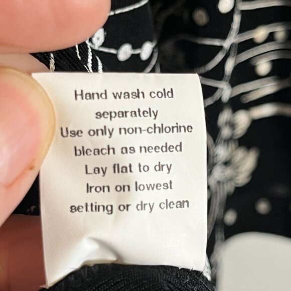 Retro Floral Top L Black Neutral Festive Holiday Polka Dot Classic Chic Preppy - Picture 9 of 11